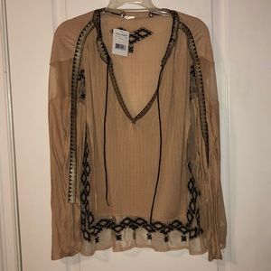 Free People Eden embroidered peasant top blouse